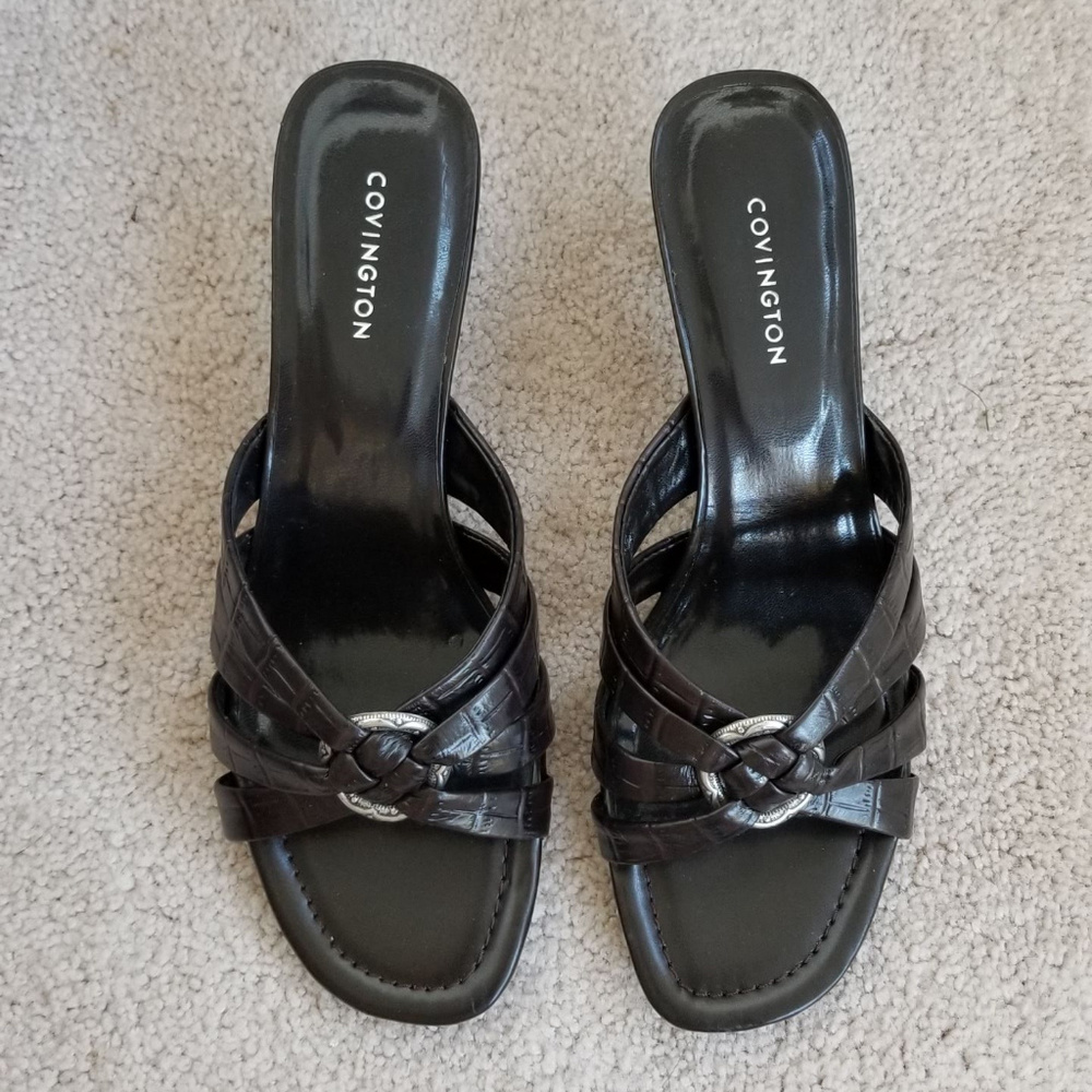 Black leather heels